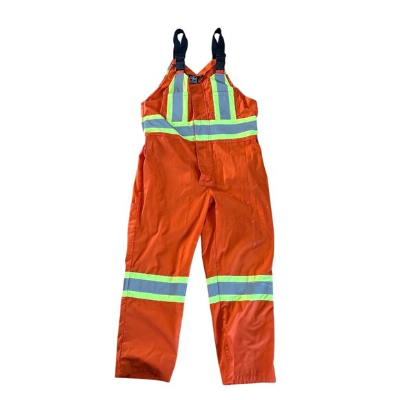 Put It On Hi Vis Orange Bib Overalls Size 44 Reflective Stripes Adjustable - Picture 1 of 10